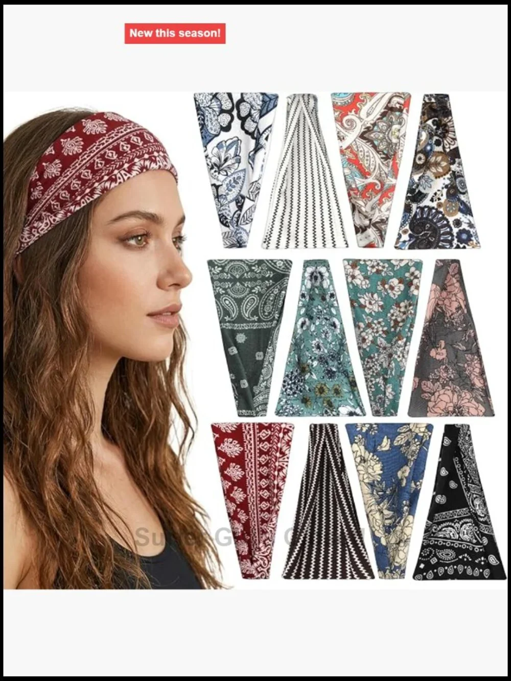 Wide Stretchy Sports Hair Bands, Non-Slip Running Sweatbands, Yoga